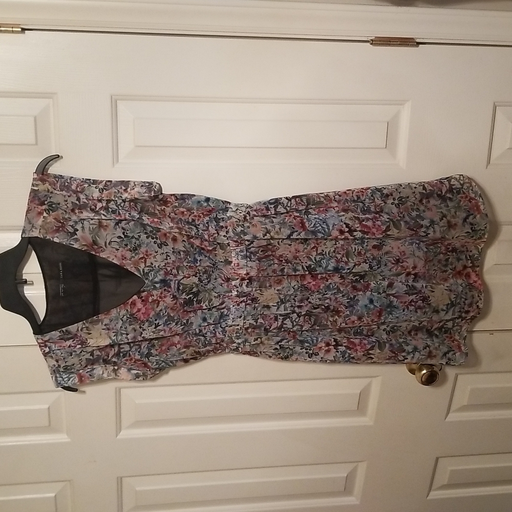 Zara Floral Dress with Sheer Back Women's Size Large